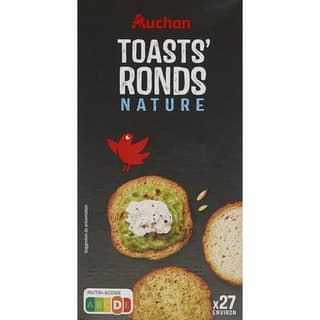 Auchan Toasts Rond Nature, 100g