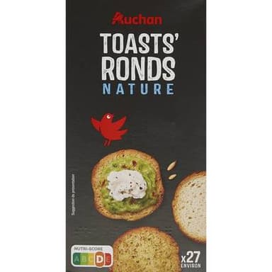 Auchan Toasts Rond Nature, 100g