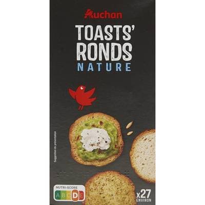 Auchan Toasts Rond Nature, 100g