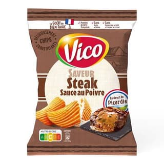 Vico Chips Ondulées Saveur Steak Sauce au Poivre, 120g