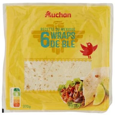 Auchan 6 Wraps de blé, 370g