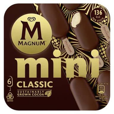 Magnum Mini Mini Bâtonnets Glacés Classic, 6 bâtonnets - 249g