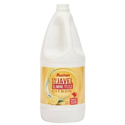 Auchan Eau de javel désinfectant 2.6% chlore actif citron, 2L