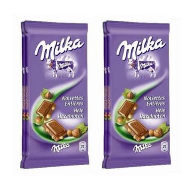Milka Chocolat au lait noisettes entières, Lot de 2 - 2x100g