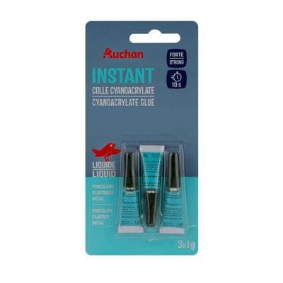 Auchan Colle cyanoacrylate liquide, 3x1g