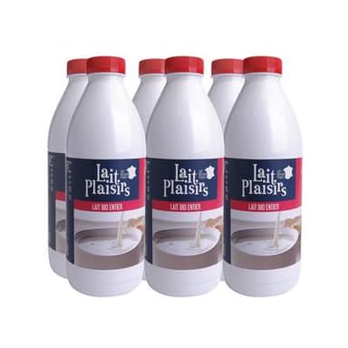 Lait Plaisirs Lait entier bio, Lot de 6x1L