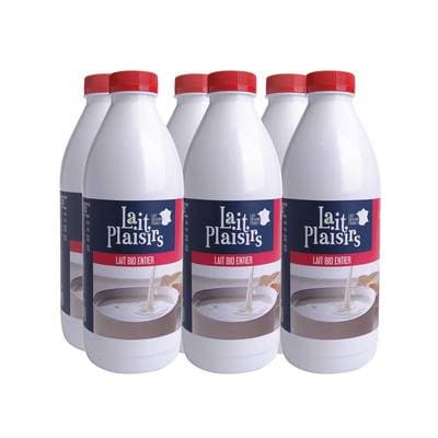 Lait Plaisirs Lait entier bio, Lot de 6x1L
