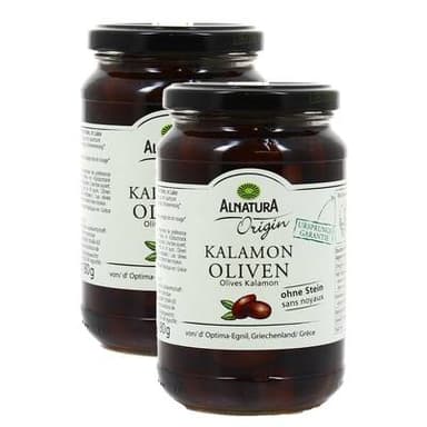 Alnatura Olives Kalamon dénoyautées bio, Lot de 2x180g