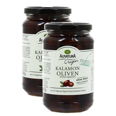 Alnatura Olives Kalamon dénoyautées bio, Lot de 2x180g