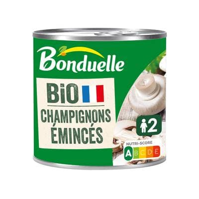 Bonduelle Champignons de Paris émincés Bio en conserve, 230g