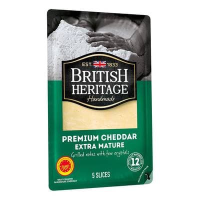 British Heritage Cheddar Premium AOP, 5 tranches - 125g