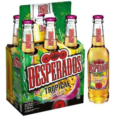 Desperados Bière arromatisée saveur fruit de la passion et citron vert 5.9°, 6x33cl