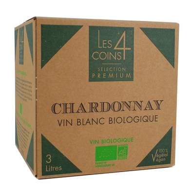Chardonnay Blanc Les 4 Coins 11.5° Bio, Bag in box 3L