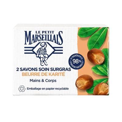 Le Petit Marseillais Savon Soin Surgras au Beurre de Karité, 2x100G