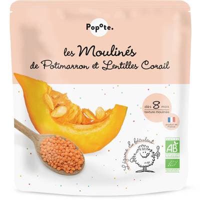 Popote Mouliné Potimarron Lentilles de Corail Bio Gourde Bébé Dès 8 mois, 180g