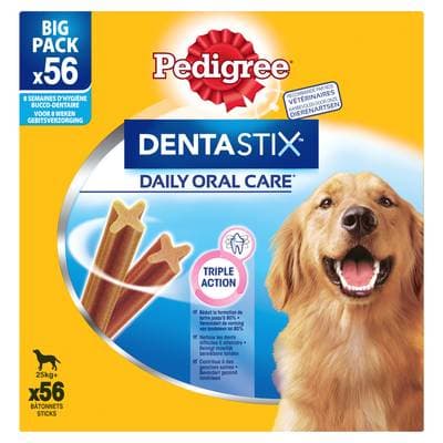 Pedigree Dentastix Daily Oral Care - Bâtonnets Hygiène Bucco-Dentaire pour grand chien x56, 2160g
