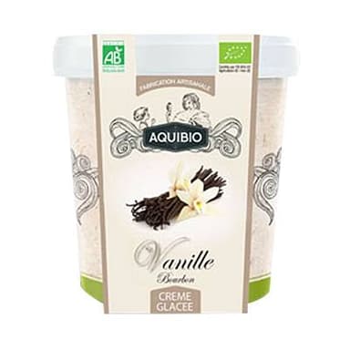 Aquibio Crème glacée vanille Bourbon artisanale bio, 320g