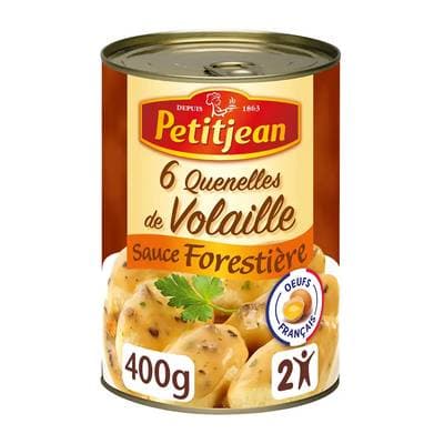 Petitjean 6 Quenelles de Volaille Sauce Forestière en conserve pour 2, 400g