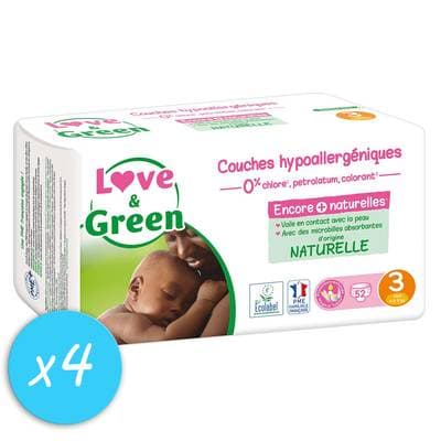 Love & Green Couches écologiques T3 4/9kg, Lot de 4x52 couches