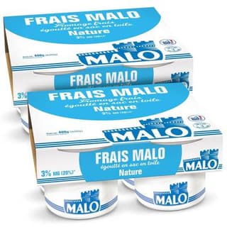 Malo Fromage frais 20%mg, Lot de 2 - 4x100g