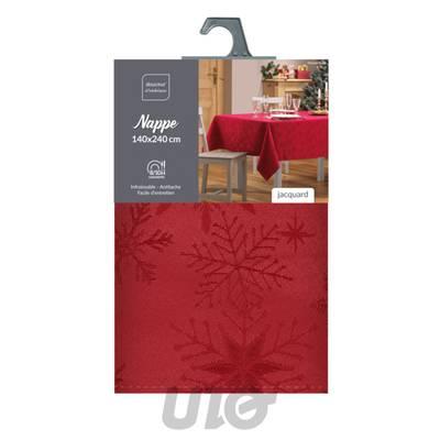 3574387233308 - Douceur D Interieur - Nappe rectangle jacquard Flocons Rouge