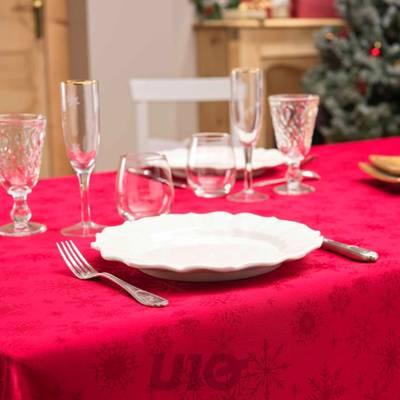 3574387233308 - Douceur D Interieur - Nappe rectangle jacquard Flocons Rouge