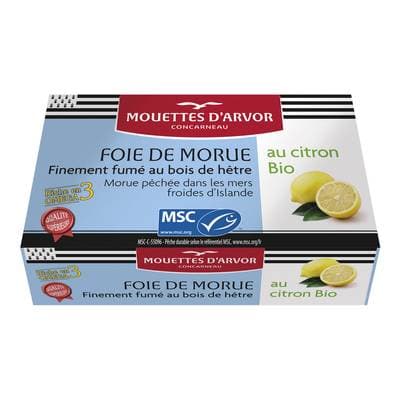 Les Mouettes d'Arvor Foie de Morue MSC au Citron Bio, 120G