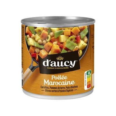 D'aucy Poêlée Marocaine- Carottes, Pommes de Terre, Pois Chiches, Olives Vertes et Pointe d'Epices, 290g