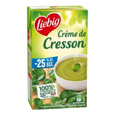 Liebig Velouté de Cresson Taux de sel réduit Soupe liquide en brique familiale, 1L