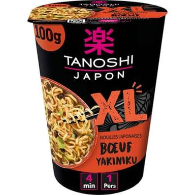 Tanoshi - Japon Nouilles Japonaises Saveur Boeuf Yakiniku en Cup XL, 100g