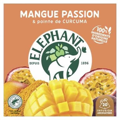 Elephant Infusion Mangue Passion Curcuma, 20 sachets