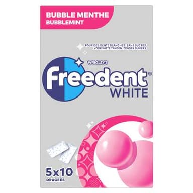 Freedent White chewing gum bubble menthe, 5x10 dragées