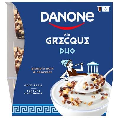 Danone Yaourts à la Grecque Duo Granola aux Noix et Chocolat Noir, 3x100g