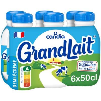 Candia Lait 1/2 écrémé Grandlait, 6x50cl