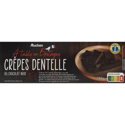 Auchan Terroir Crêpes dentelle au chocolat noir, 100g