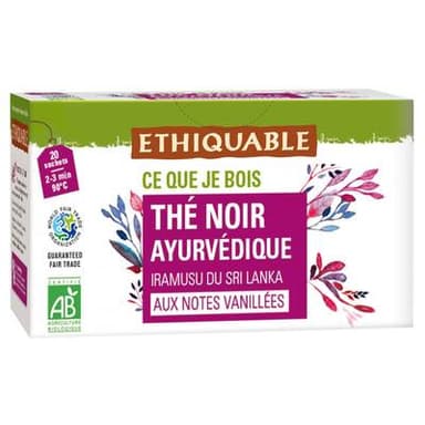 Ethiquable - Commerce Equitable Thé Noir Ayurvedique aux notes de vanille Bio du Sri Lanka, 36g