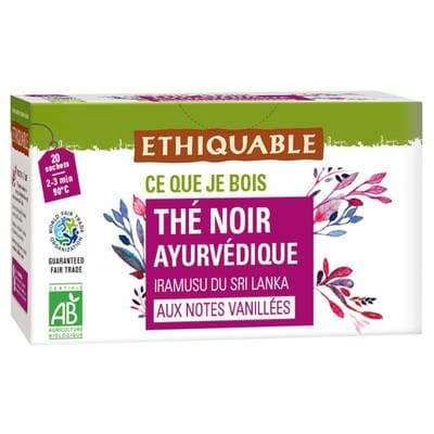Ethiquable - Commerce Equitable Thé Noir Ayurvedique aux notes de vanille Bio du Sri Lanka, 36g