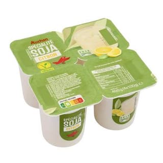 Auchan Dessert au soja et citron, 4x100g