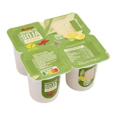 Auchan Dessert au soja et citron, 4x100g