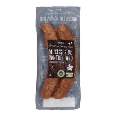 Auchan Terroir Saucisses de Montbéliard IGP, 2 saucisses - 300g