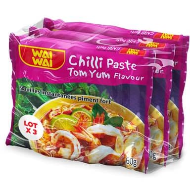 Wai wai Soupe Nouilles Thai Saveur Piment Fort, 3x60g