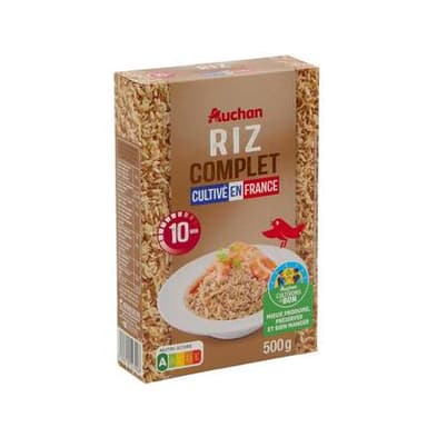 Auchan Riz complet cultivé en France, 500g