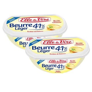 Elle&Vire Beurrier tendre doux allégé 41%mg, Lot de 2x250g