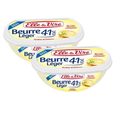 Elle&Vire Beurrier tendre doux 41%mg, Lot de 2x250g