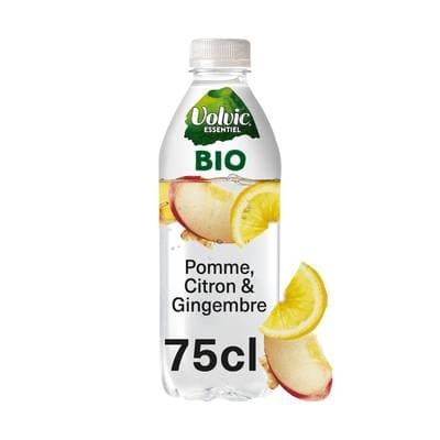 Volvic Eau aromatisée pomme citron gingembre bio, 75cl
