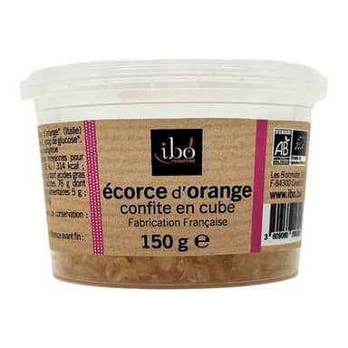 Ibo Écorces d'orange confites en cubes bio, 150g