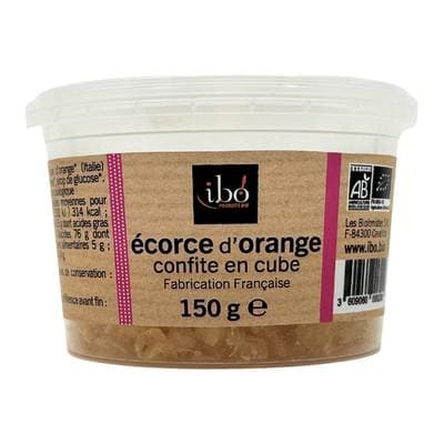 Ibo Écorces d'orange confites en cubes bio, 150g