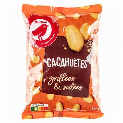 Auchan Cacahuètes grillées et salées, 500g