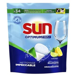 Sun Capsule lave vaisselle Parfum Citron Optimum Tout En 1, 34 capsules