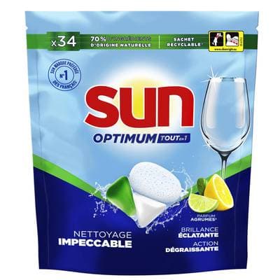 Sun Capsule lave vaisselle Parfum Citron Optimum Tout En 1, 34 capsules